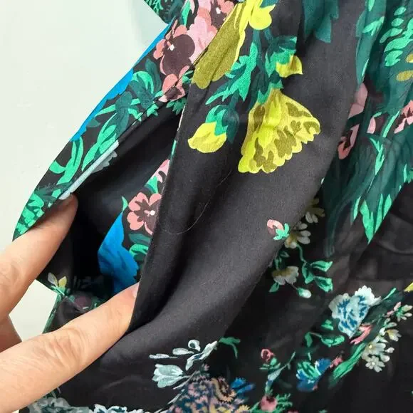 Tuckernuck Women's Verdant Floral Royal Shirt Dress Black Blue Large Garden EUC - Picture 10 of 11